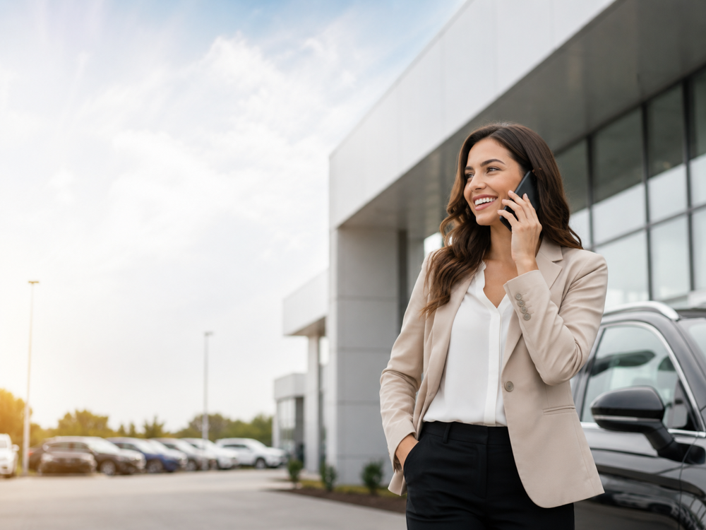 Dealership representative speaking with a customer by phone